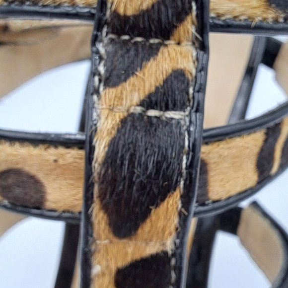 CHARLES DAVID Ina Slingback HEELS Size 7.5 LEATHER leopard pattern LOGO STUNNING - Picture 3 of 14